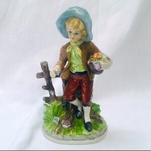 Sheperd Boy with a Fruit Basket Ceramic Figurine